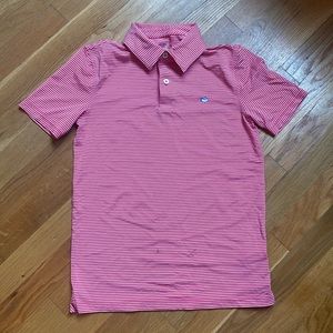 Southern Tide Red Striped Short Sleeve Polo Shirt